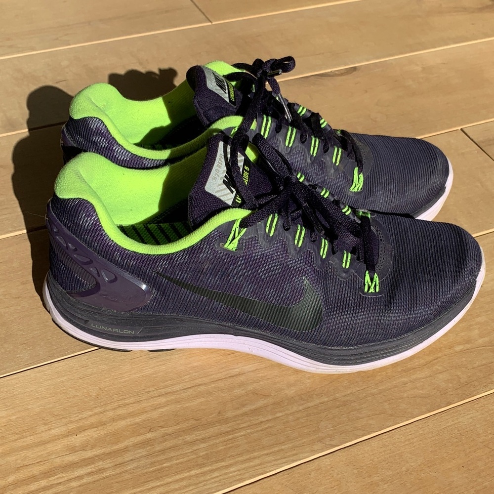 Nike Lunarglide 5 sz 9, Purple Cheetah & green
